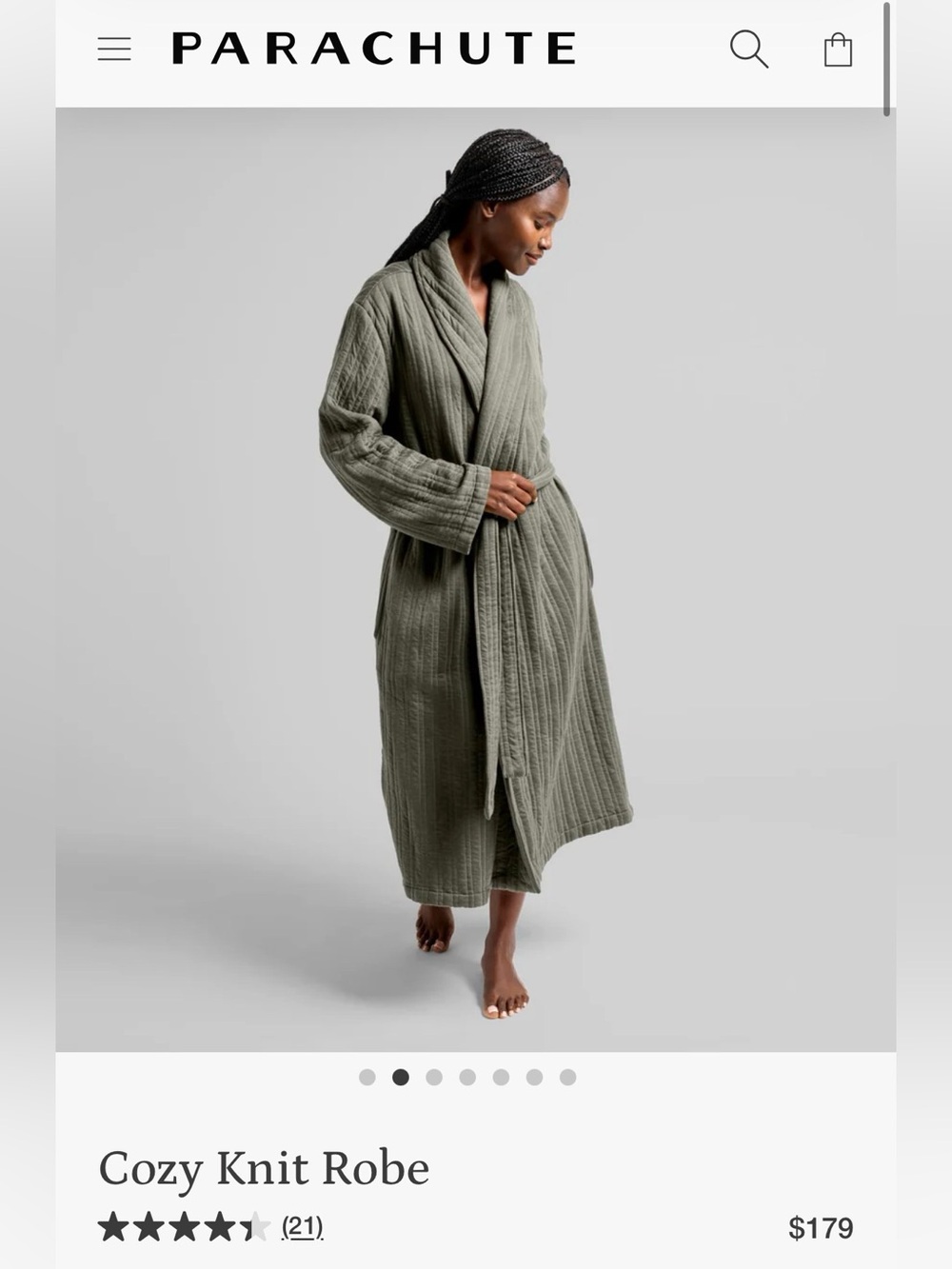 Parachute Cozy Knit Robe in Moss NWT - Picture 2 of 7